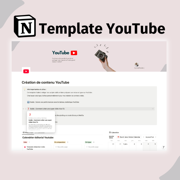 Template notion création contenu YouTube